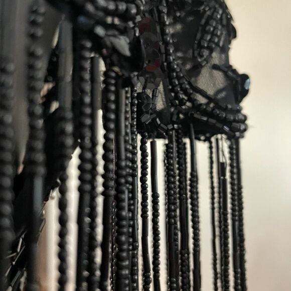 Vintage Nite Line Silk Beaded Fringe Cocktail Dress - Picture 10 of 13